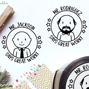 Personalized Male Teacher Stamp | Self Inking Stamp for Teachers | Teacher Appreciation or Back to School Gift