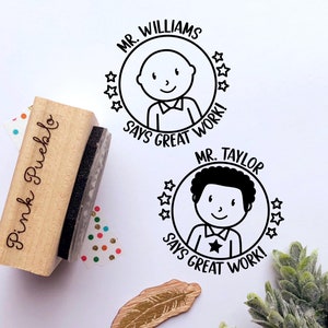 Personalized Male Teacher Stamp | Custom Teacher Gift for Him | Back to School or Appreciation Gift