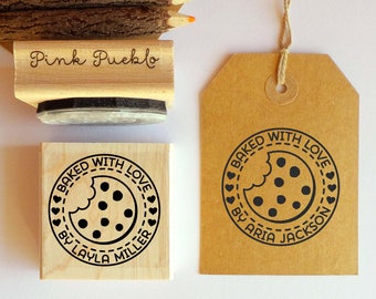 Personalized Baked with Love Rubber Stamp, Cookie Stamp For Baking Gifts or Baked Goods Labels