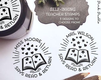 Self Inking Teacher Book Stamp, Personalized From the Library of Stamp, Teacher Stamps