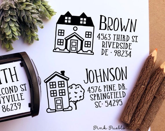 Personalized Self Inking Address Stamp with House, Return Address Stamp Self Inking - Choose Your House
