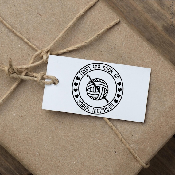 Personalized Stamp for Crochet Tags | Custom Rubber Stamp for Crochet Labels | Logo Stamp for Handmade By Gifts for Mom or Grandma