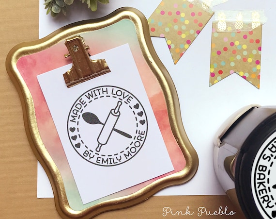 Self-Inking Made with Love Stamp, Personalized Baked with Love Stamp, Cooking Stamp or Baking Stamp