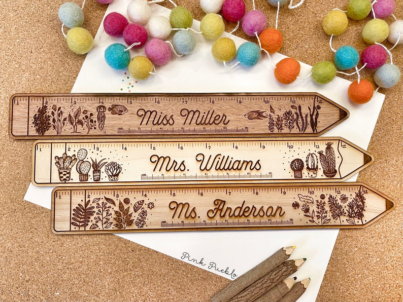 Personalized Engraved Wooden Teacher Ruler, Personalized Teacher Gift image 4