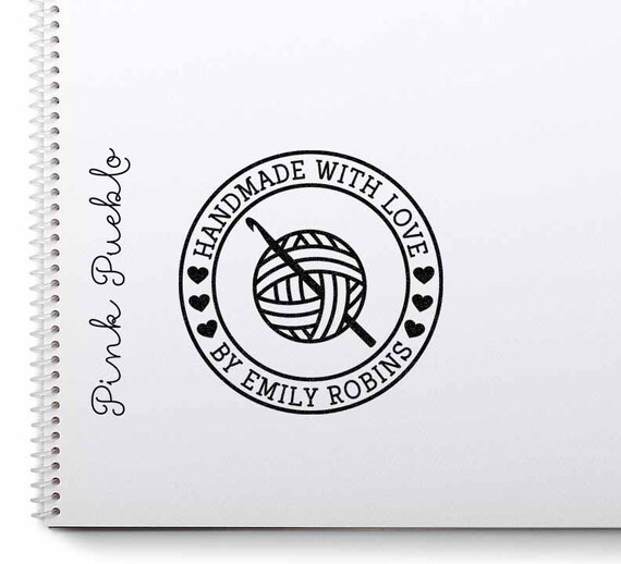 Personalized Crochet Rubber Stamp, Handmade with Love Crochet Yarn Stamp