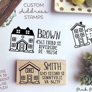 Personalized Address Stamp with House - Choose Your House