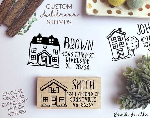 Personalized Address Stamp with House - Choose Your House