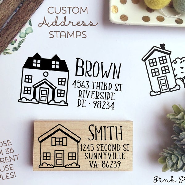 Personalized Address Stamp with House - Choose Your House
