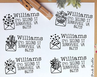 Seasonal Return Address Rubber Stamp | Personalized Holiday Envelope Design