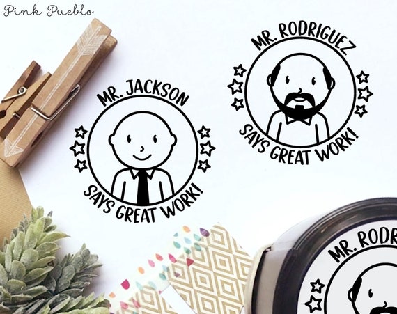 Personalized Male Teacher Stamp | Self Inking Stamp for Teachers | Teacher Appreciation or Back to School Gift