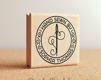 Personalized Sewing Rubber Stamp | Hand Sewn by Needle and Thread Custom Design