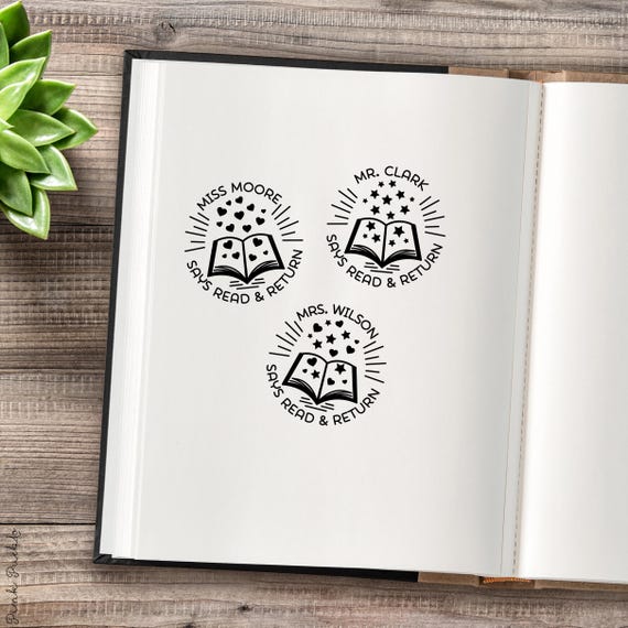 Self Inking Teacher Book Stamp | Personalized Library Design | Custom Classroom Gift