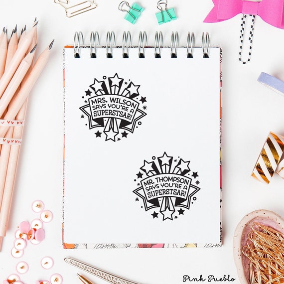 Custom Teacher Star Stamp | Personalized Rubber Stamp for Teachers | Teacher Gift for Classroom Rewards
