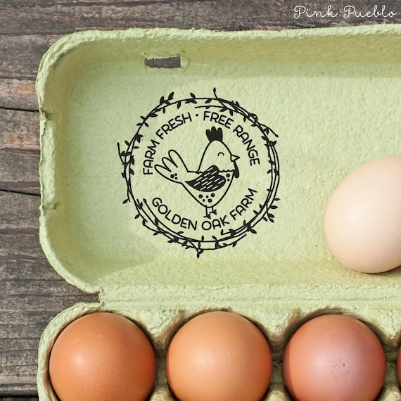 Personalized Egg Carton Rubber Stamp | Custom Farmhouse Stamp for Fresh Eggs | Perfect Gift for Farmers and Gardeners