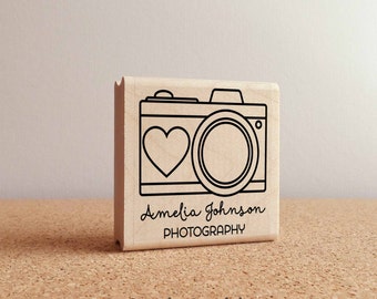 Personalized Custom Photography Rubber Stamp with Camera, Custom Photographer Stamp