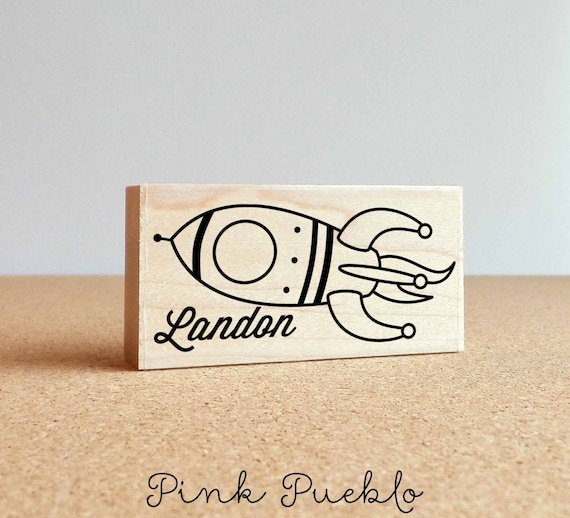 Personalized Custom Stamp | Custom Name Stamp With Rocketship | Name Stamp for Kids