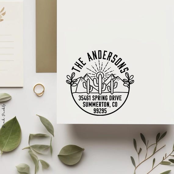 Custom Cactus Address Stamp | Personalized Return Address Stamp | Housewarming & Engagement Gift