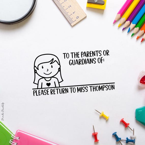 Parent or Guardian Signature Stamp | Personalized Teacher Stamp for Parent Notes | Rubber Stamp for Preschool or Kindergarten | Teacher Gift
