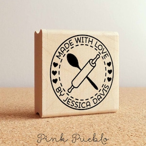 Personalized Made with Love Rubber Stamp, Label Stamp For Baking and Cooking