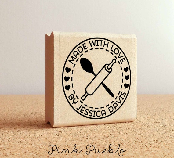 Personalized Made with Love Rubber Stamp, Label Stamp For Baking and Cooking