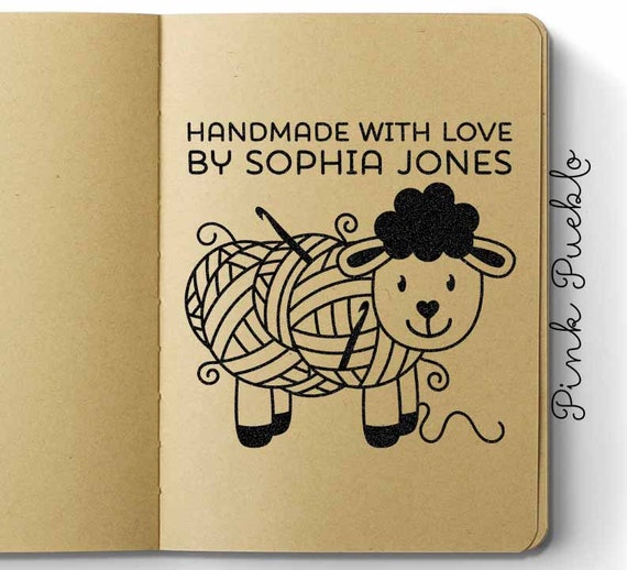 Personalized Crochet Stamp | Large Custom Rubber Stamp for Crochet Labels and Tags | Gift for Her or Mom