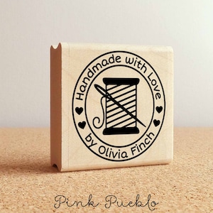 Personalized Sewing Stamp | Custom Label Rubber Design | Handmade With Love Gift for Grandma