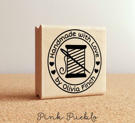 Personalized Sewing Stamp | Custom Sewing Label Rubber Stamp | Handmade With Love Gift for Grandma or Mom
