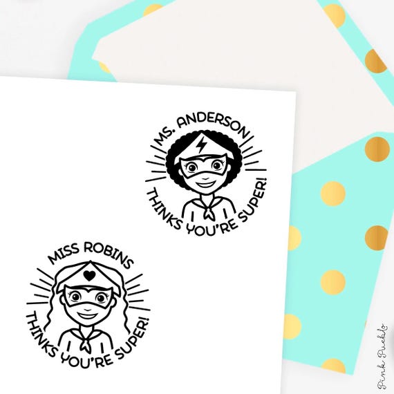 Mini Self Inking Superhero Teacher Stamp | Personalized Classroom Grading Stamp | Custom Teacher Appreciation Gift for Educators