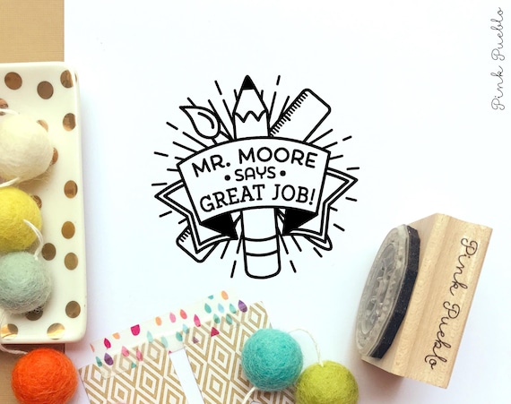 Personalized Teacher Stamp | Custom Grading Rubber Stamp | Teacher Gift for Classroom, Back to School & Appreciation