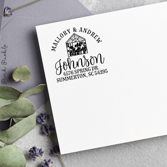 Custom Greenhouse Return Address Stamp | Personalized Family Address Stamp for Invitations and Stationery