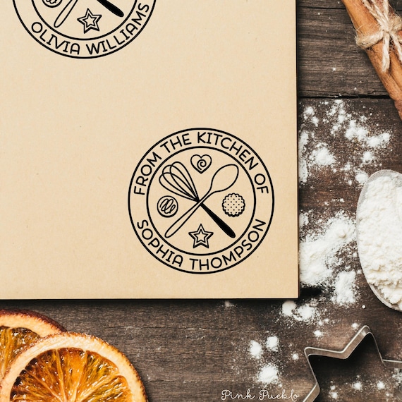 Personalized From the Kitchen of Stamp | Custom Baking Stamp for Homemade Treats | Whisk and Spoon Bakery Stamp for Bakers and Pastry Lovers