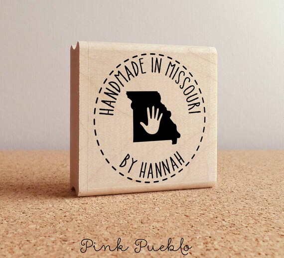 Personalized Handmade in Your State Stamp - You Select Text and State!