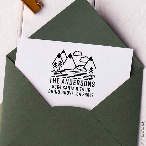Mountain Return Address Stamp | Personalized Address Stamp Custom | Housewarming or Wedding Gift