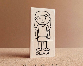 Sello de goma personalizado para niños / Diseño personalizado de nombre de niña para niños