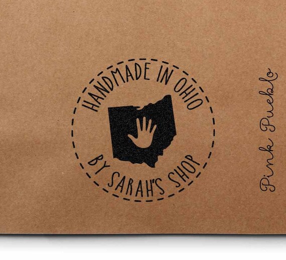 Personalized Handmade in Your State Rubber Stamp - Customize Text and State