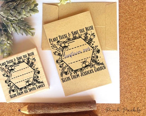 From the Garden of Stamp, Save the Bees Rubber Stamp, Seed Packet Stamp - Personalized
