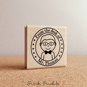 Custom Male Teacher Stamp | Personalized Rubber Stamp for Professors and Educators | Teacher Gift
