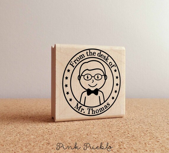 Custom Male Teacher Stamp | Personalized Rubber Stamp for Professors and Educators | Teacher Gift