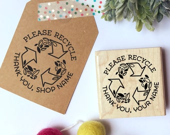 Personalized Please Recycle Stamp, Recycle Stamp for Packaging, Shipping and Mailing