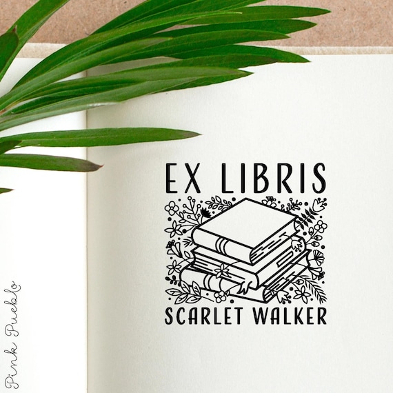 Custom Botanical Book Stamp | Personalized Library Stamp for Book Lovers | Floral Rubber Stamp for Book Gifts