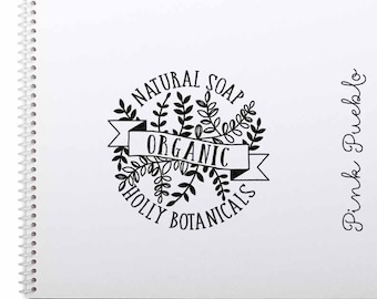 Personalized Botanical Rubber Stamp, Custom Product Label Stamp for Bath and Beauty Products