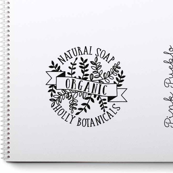 Personalized Botanical Rubber Stamp, Custom Product Label Stamp for Bath and Beauty Products