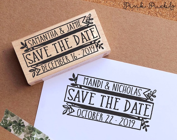 Wedding Stamp | Rustic Save the Date Stamp for Wedding Invitations, Envelopes, or Boho Botanical Wedding Cards