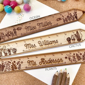 Personalized Engraved Wooden Teacher Ruler, Personalized Teacher Gift image 2