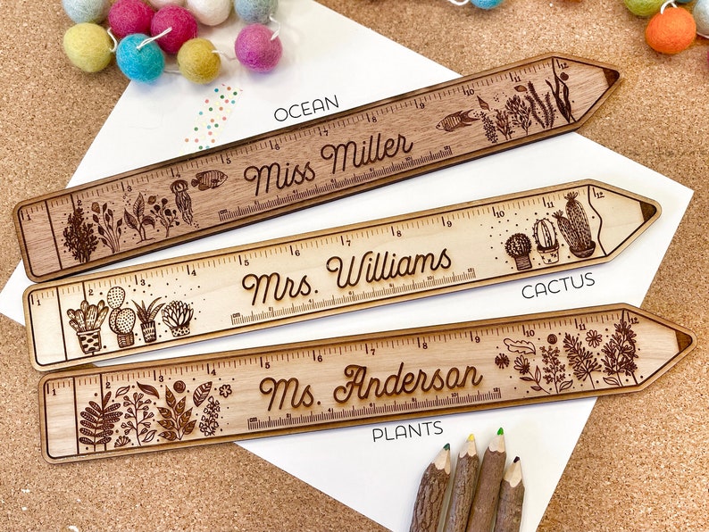 Personalized Engraved Wooden Teacher Ruler, Personalized Teacher Gift image 2