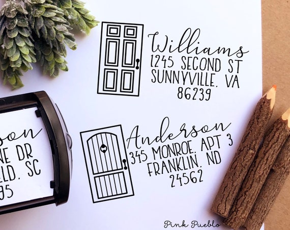 Personalized Self Inking Address Stamp with Front Door, Return Address Stamp Self Inking - Choose Your Door Style
