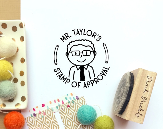Teacher Rubber Stamp | Personalized Teacher Stamp for Library or Classroom | Teacher Stamp of Approval