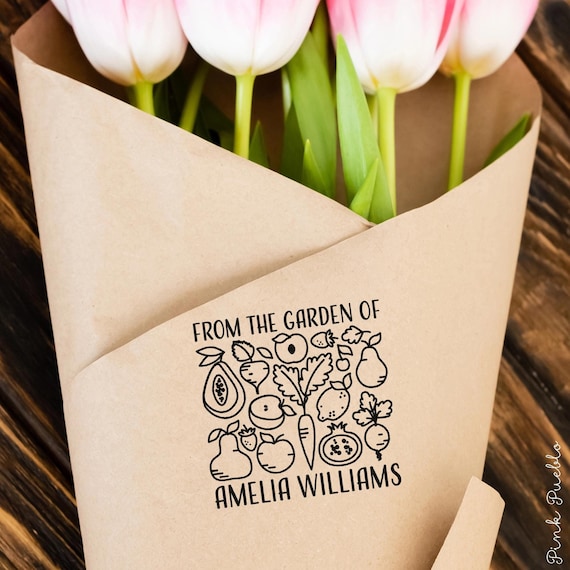 Custom Garden Harvest Rubber Stamp | Personalized "From the Garden of" Design | Perfect Gift for Gardeners, Farmers, and Produce Lovers