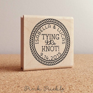 Personalized Wedding Rubber Stamp | Tying the Knot Design | Custom Save the Date