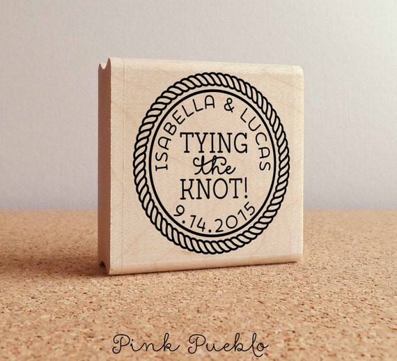 Personalized Wedding Stamp | Tying the Knot Rubber Stamp | Custom Save the Date or Wedding Invitation Stamp